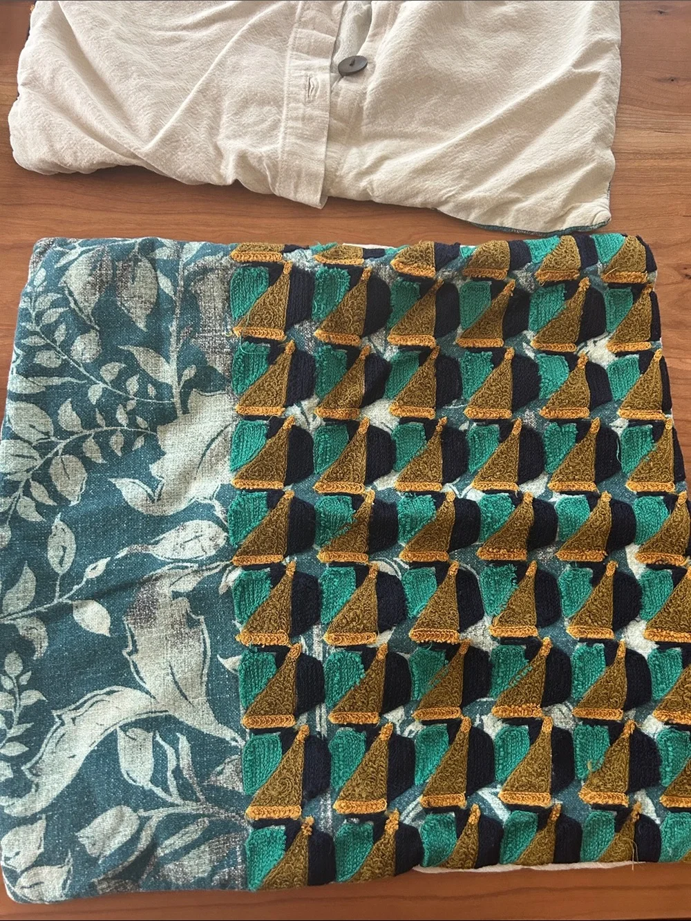 West Elm Printed Blue Green Floral Patchwork pillow covers